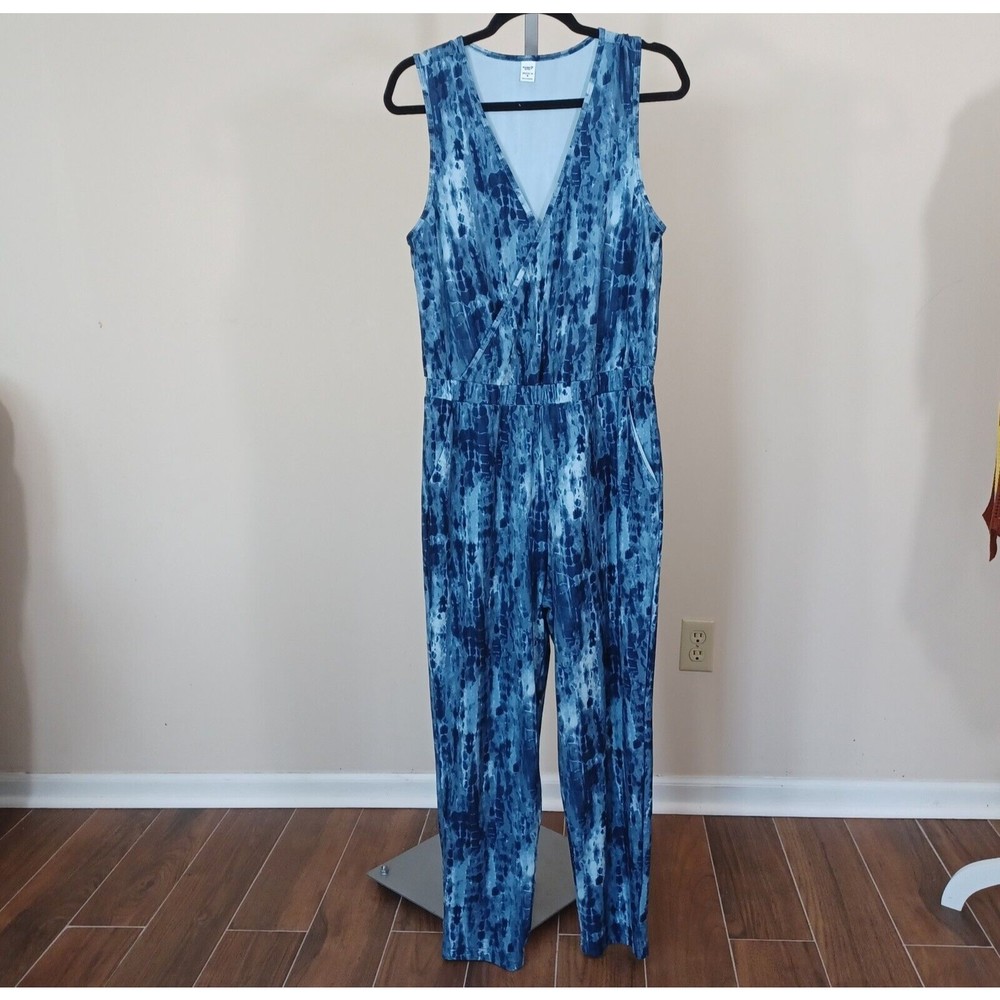 Old Navy Active Blue Paint Brush Jumpsuit Blue Breathe On Casual Women US M